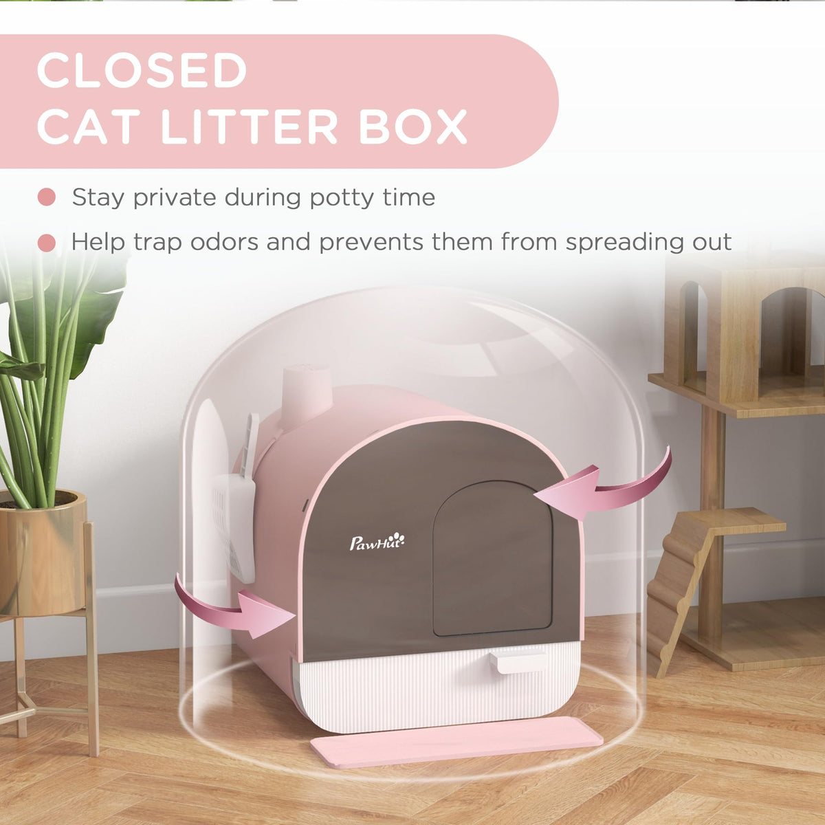 Pink Covered Cat Litter Box with Scoop G413