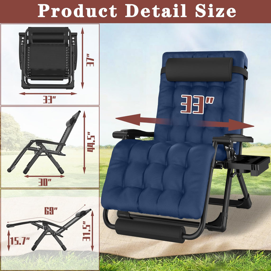 Oversized Blue Zero Gravity Chair with Cushion J4564