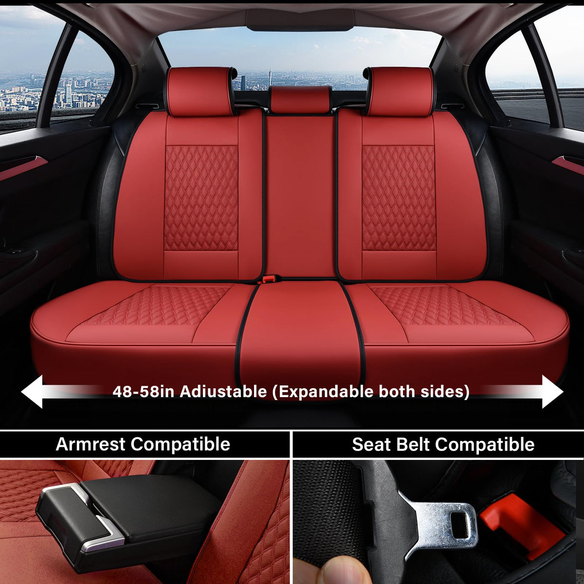 Red Full Set Nappa Leather Car Seat Covers E795500