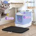 Fully Enclosed Cat Litter Box with Lid, Scoop, Mat, Double Door, Blue F992733
