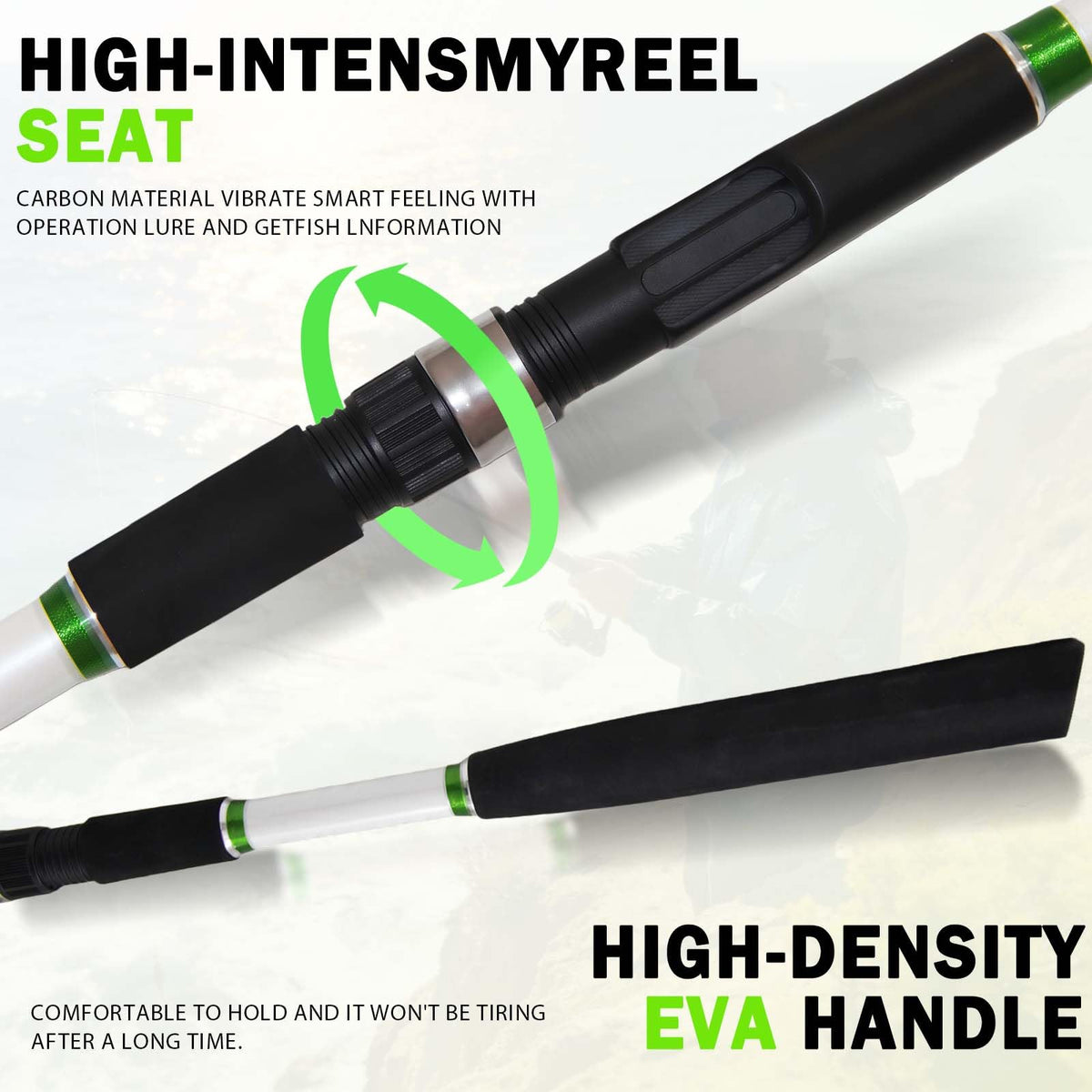 7' Medium Heavy Carbon Graphite Fiberglass Spinning Fishing Rod I6057