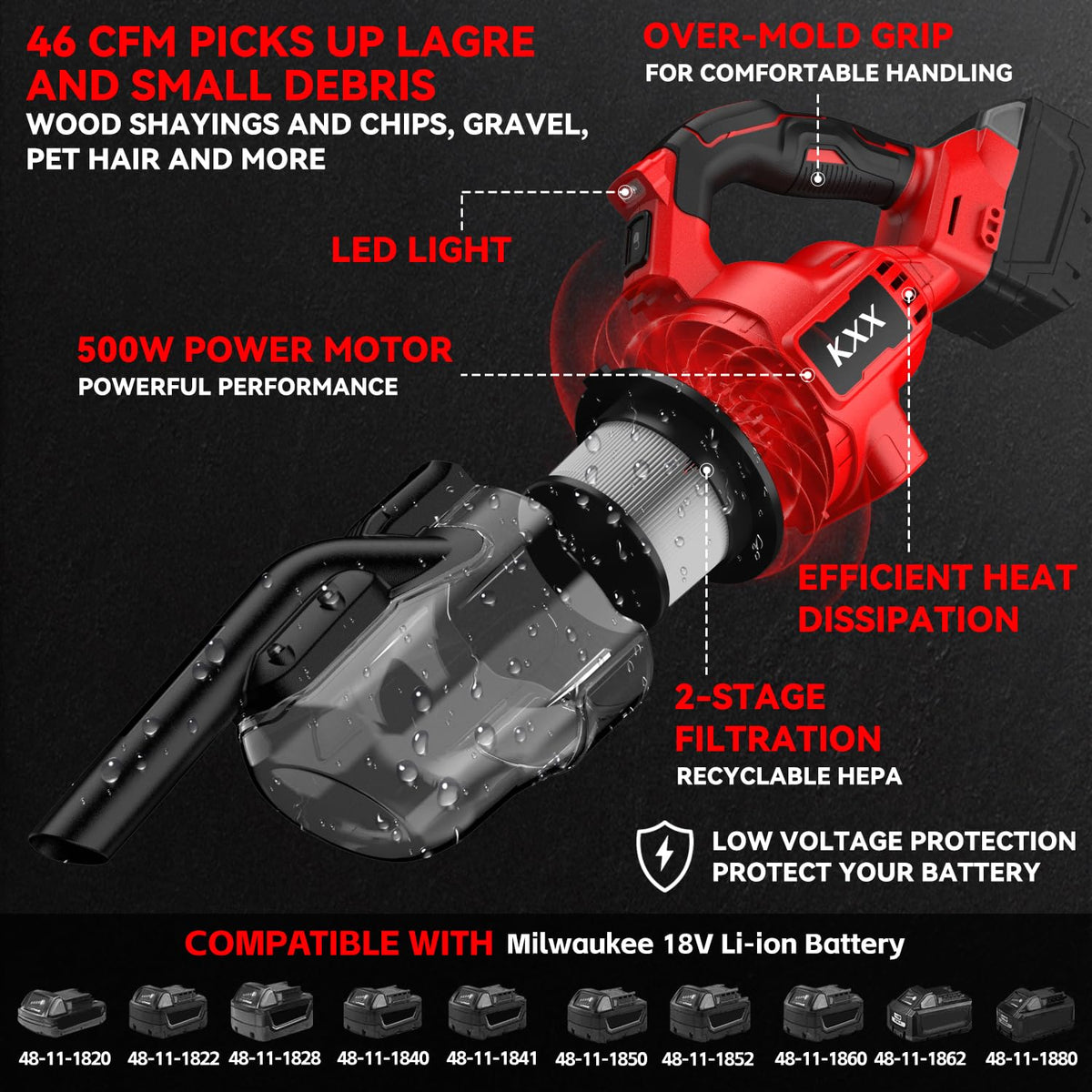 Cordless Handheld Vacuum with 500W Motor C841729