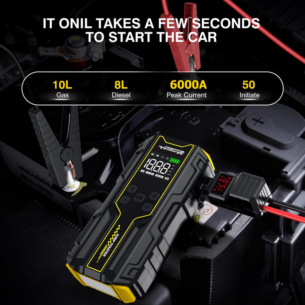 6000A Peak 12V Jump Starter with Air Compressor D968