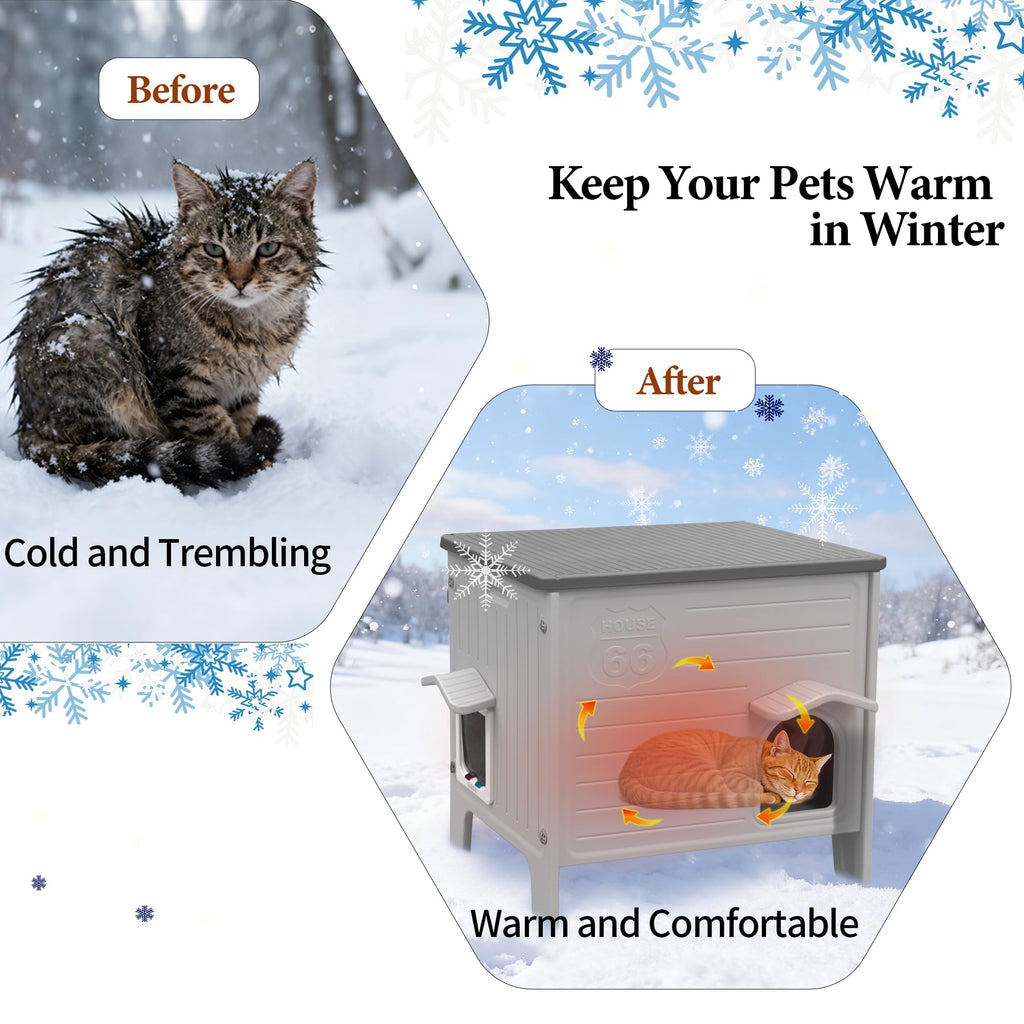 Insulated Outdoor Weatherproof Plastic Cat House E41254