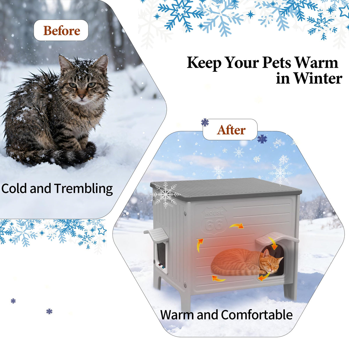 Insulated Outdoor Weatherproof Plastic Cat House E41254
