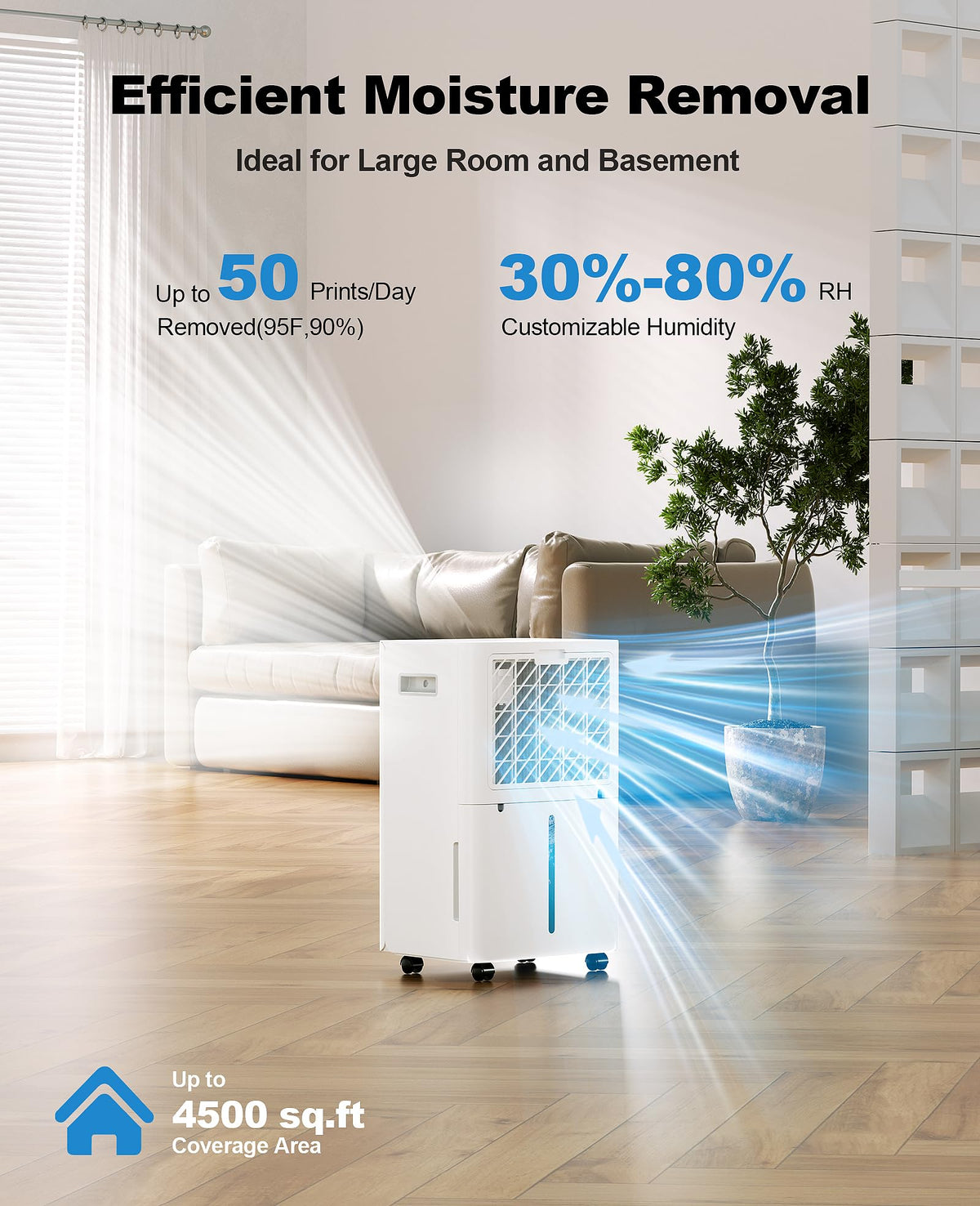 50 Pint Dehumidifier with Continuous Drain B5205