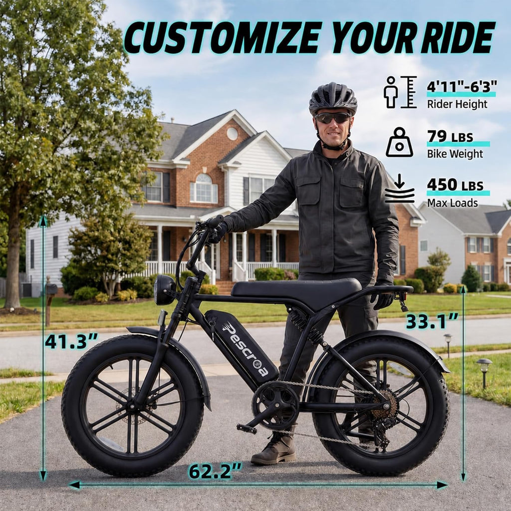 1500W Peak 20" Fat Tire Electric Bike J550