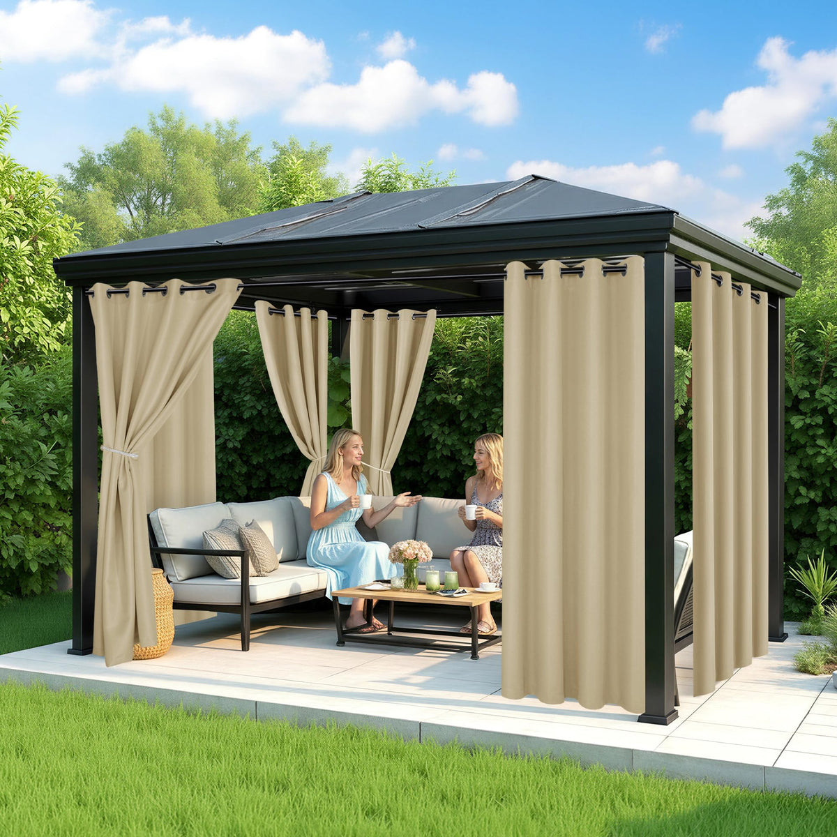 Waterproof Outdoor Curtains 6 Panels J500226