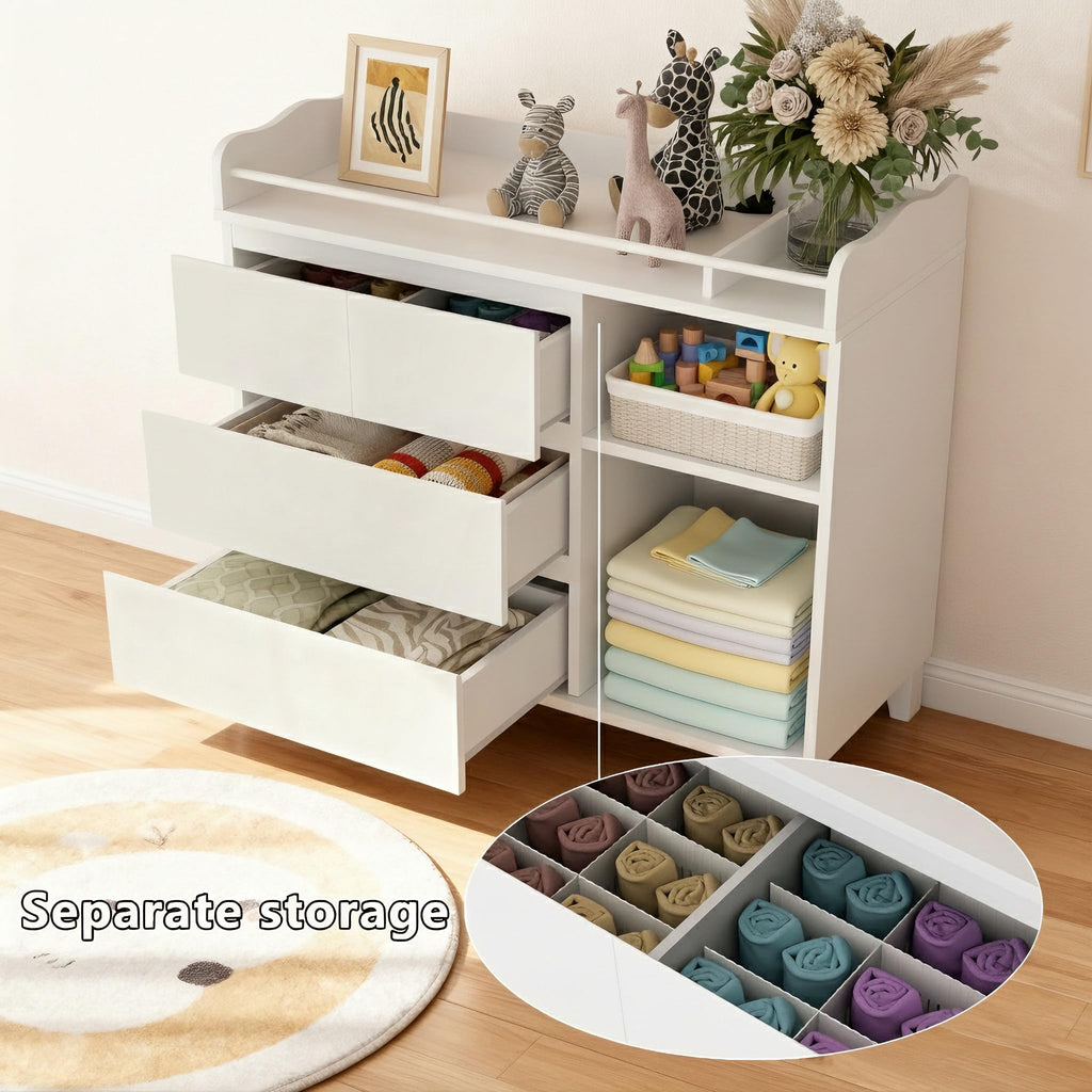 White Baby Changing Table with 4 Drawers P6765