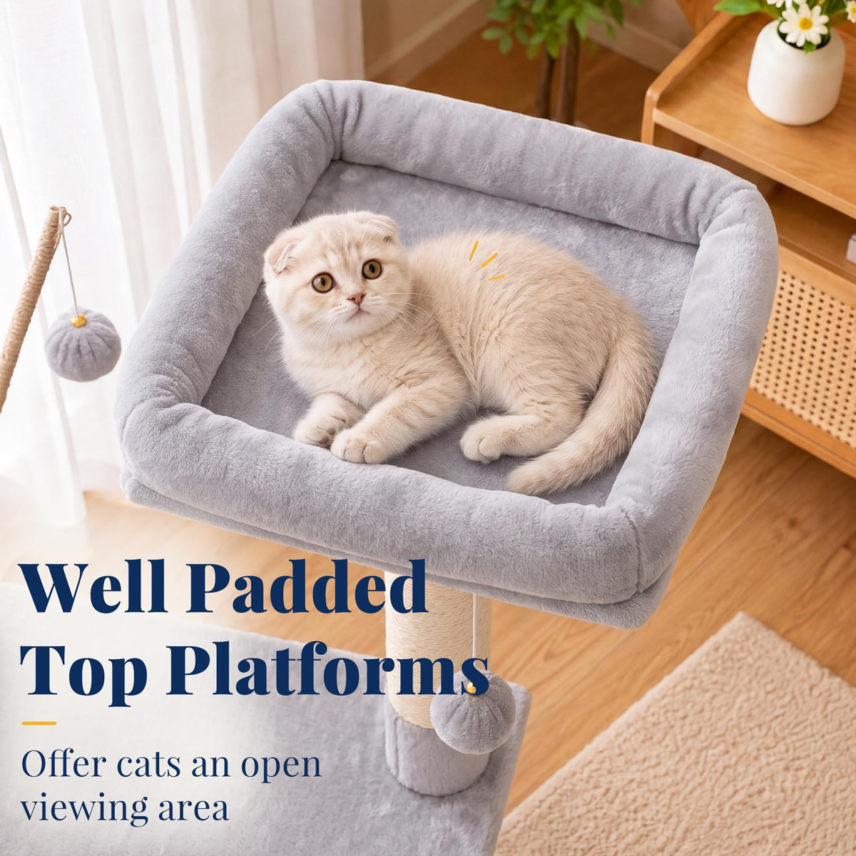 Cat Tree Tower with Padded Platform Bed, Hammock Y91433