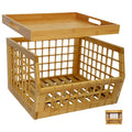 Bamboo Stackable Medium Storage Bins with Serving Tray Lid X4878