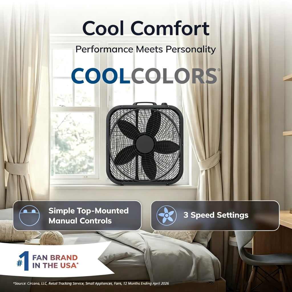 20 Inch 3 Speed Portable Box Fan I98228