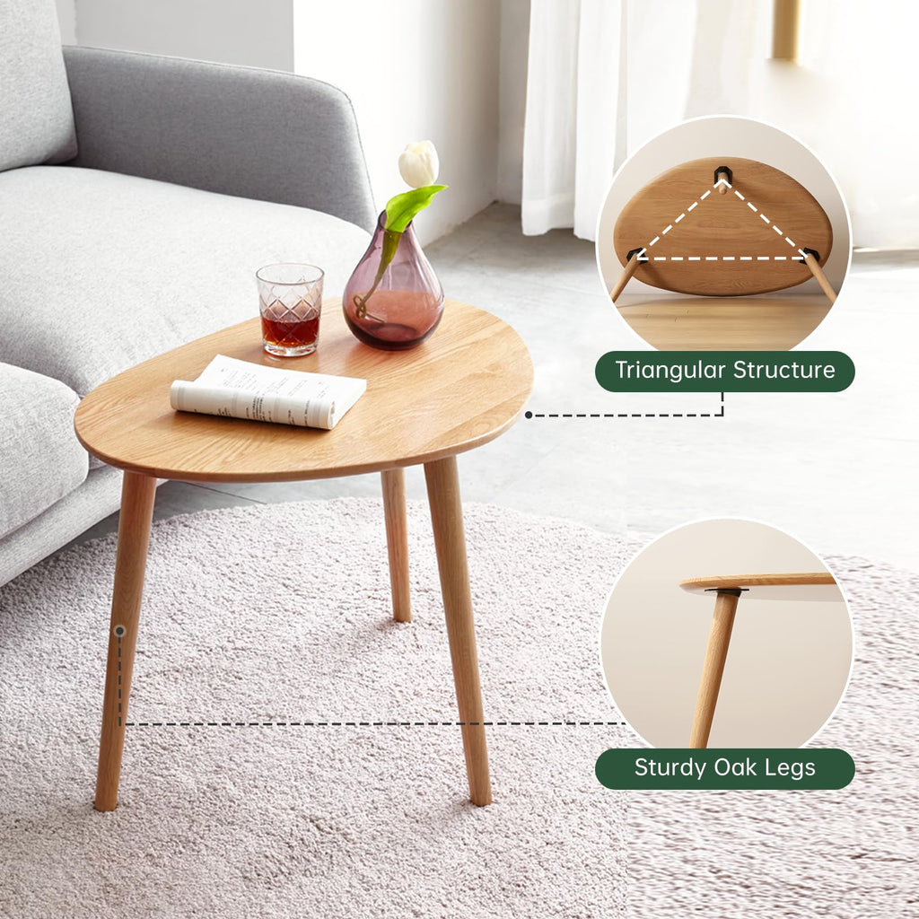 Oval Solid Oak Wood Coffee Table Y414868