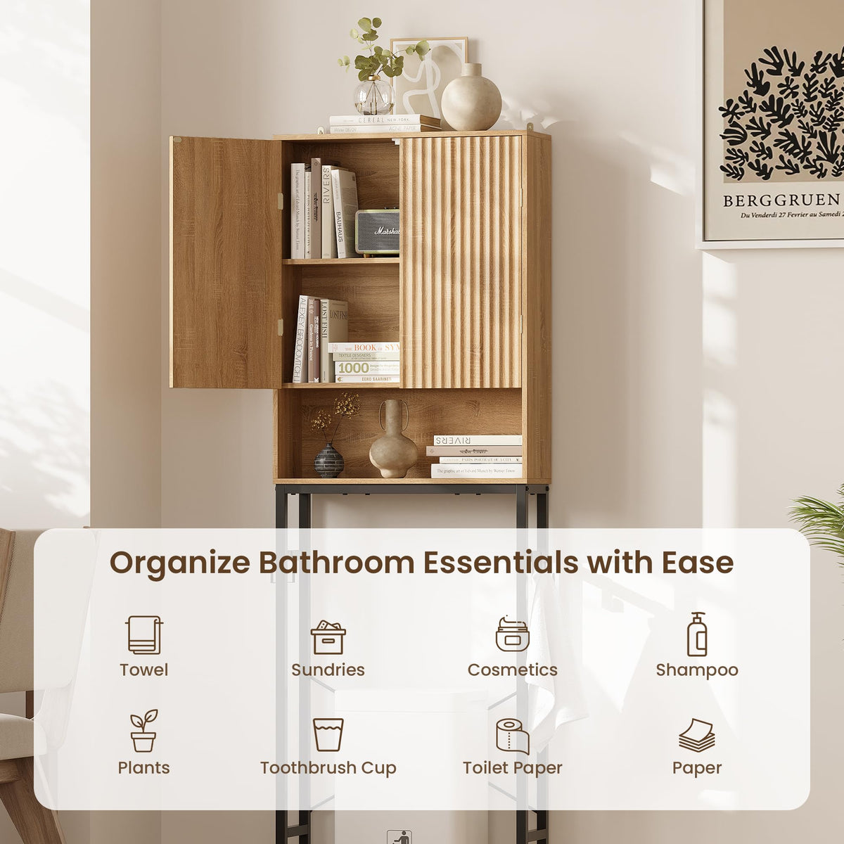 Freestanding Tall Wood Over The Toilet Storage Cabinet F568
