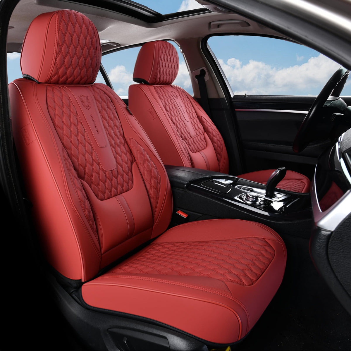 Red Full Set Nappa Leather Car Seat Covers E795500