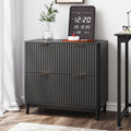 Black 2 Drawer Wood File Cabinet Q90454