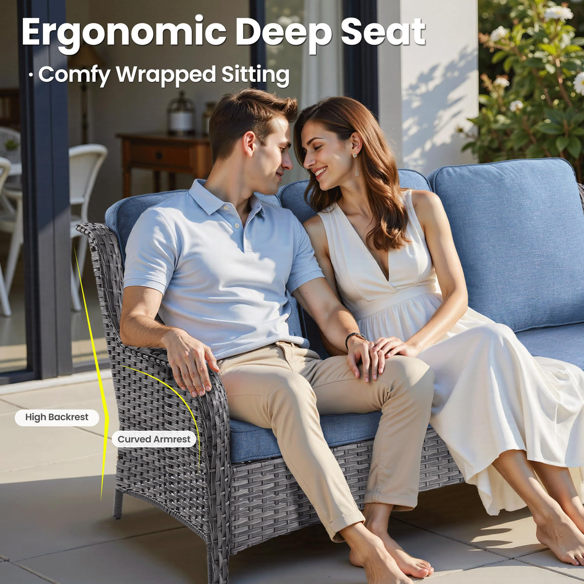 5-Piece Outdoor Wicker Sofa Set with Swivel Chairs M515