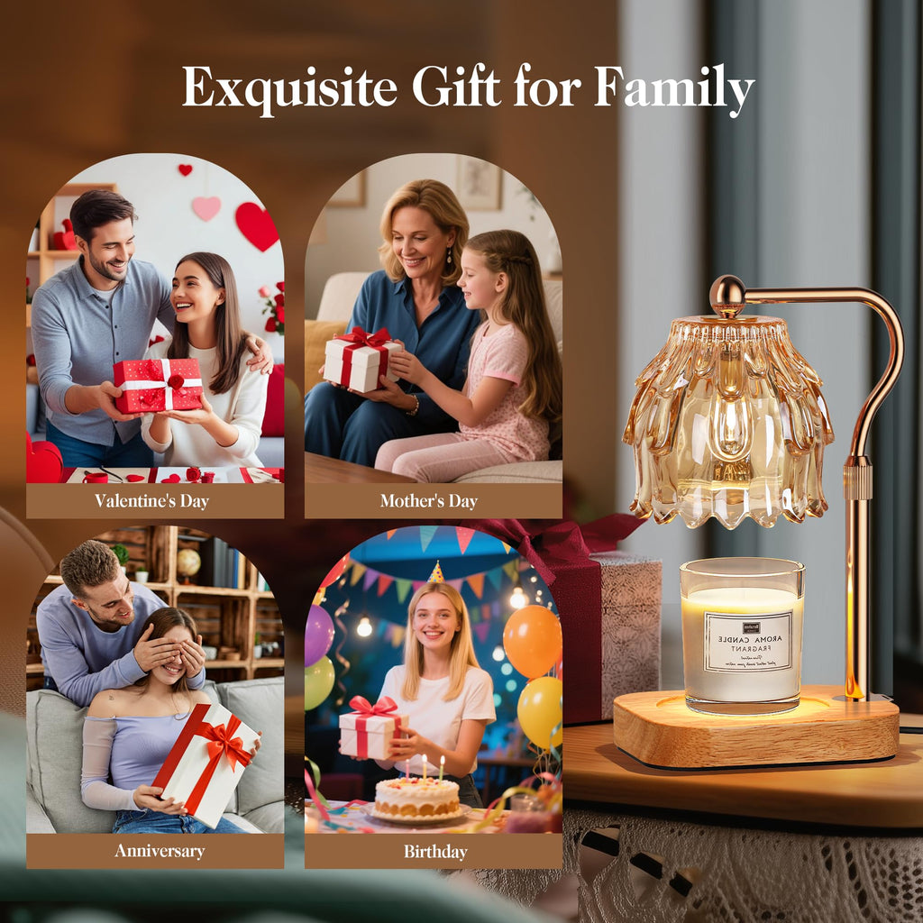 Candle Warmer Lamp with Timer Dimmer Adjustable Height Glass R429