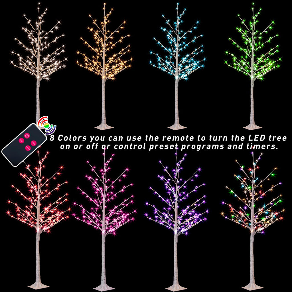 Multicolor Lighted Birch Tree 6FT C9620