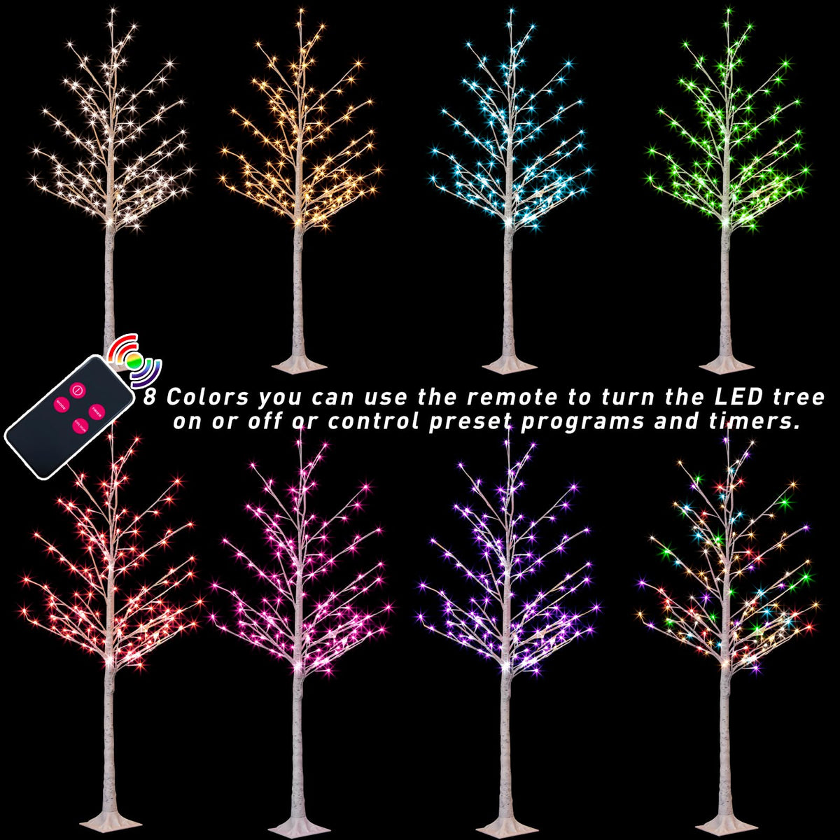 Multicolor Lighted Birch Tree 6FT C9620