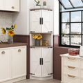 White Tall Corner Storage Cabinet with 4 Doors and 5 Shelves F253