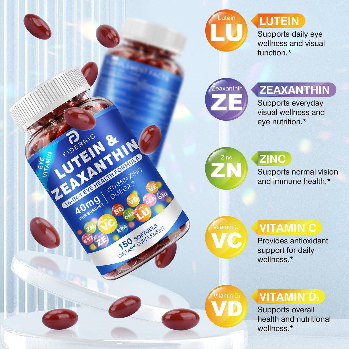 Lutein and Zeaxanthin Eye Vitamins 150 Softgels Q26052