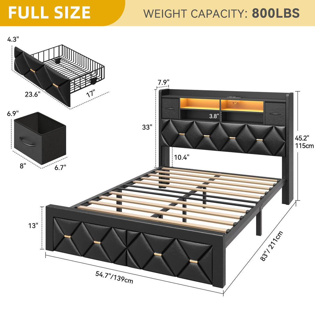 Full Size Bed Frame with 2 Storage Drawers Z42654