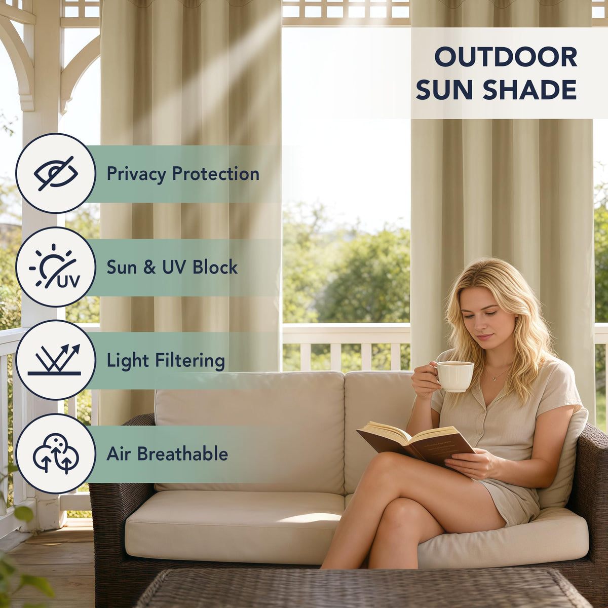 Waterproof Outdoor Curtains 6 Panels J500226