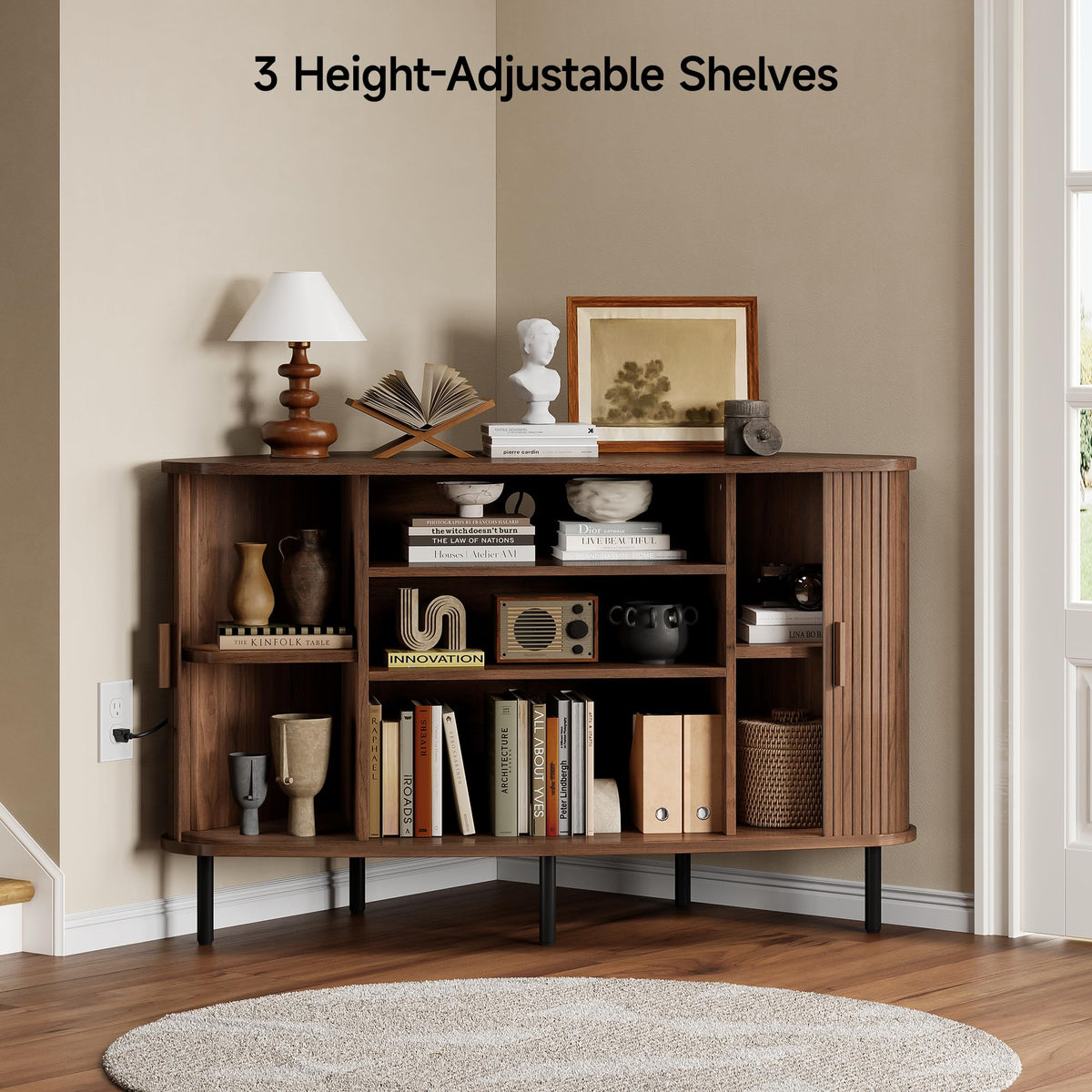 47" Walnut Corner TV Stand P9801