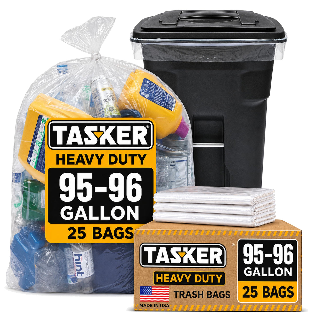 95-100 Gallon Clear Heavy Duty Trash Bags E71175