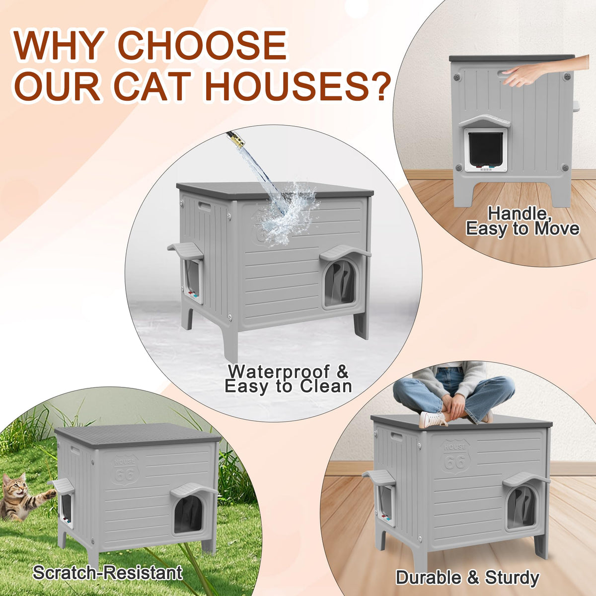 Insulated Outdoor Weatherproof Plastic Cat House E41254