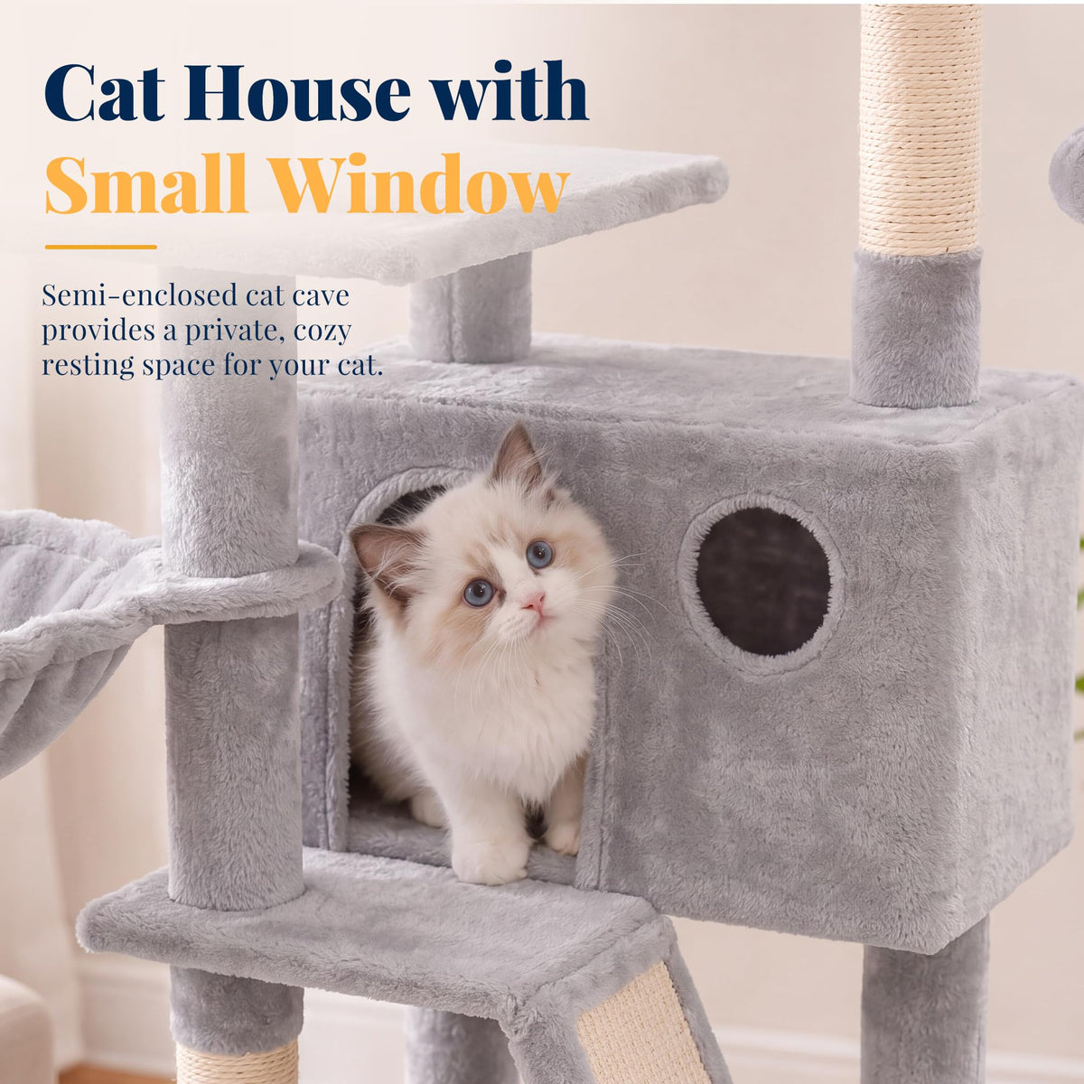 Cat Tree Tower with Padded Platform Bed, Hammock Y91433