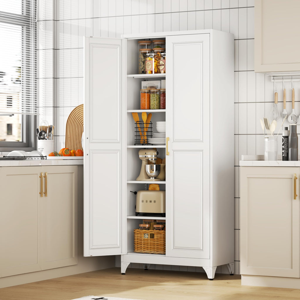 75" Kitchen Pantry Cabinet with Doors and Shelves P23098