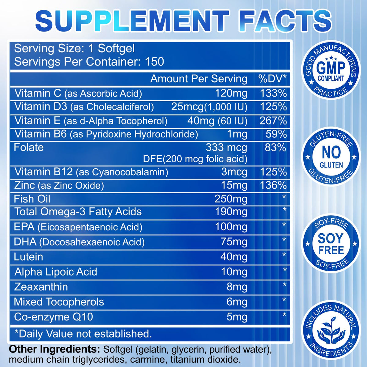 Lutein and Zeaxanthin Eye Vitamins 150 Softgels Q26052