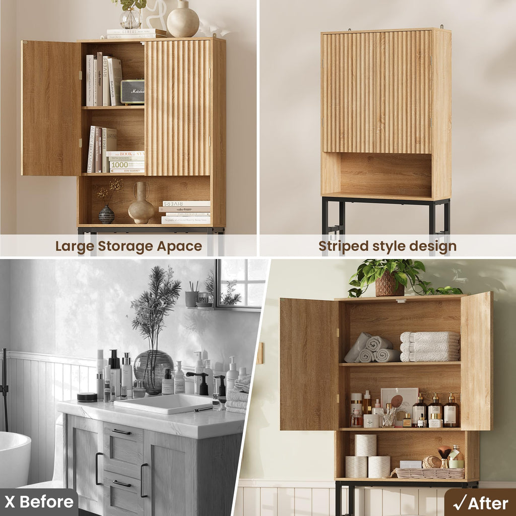 Freestanding Tall Wood Over The Toilet Storage Cabinet F568
