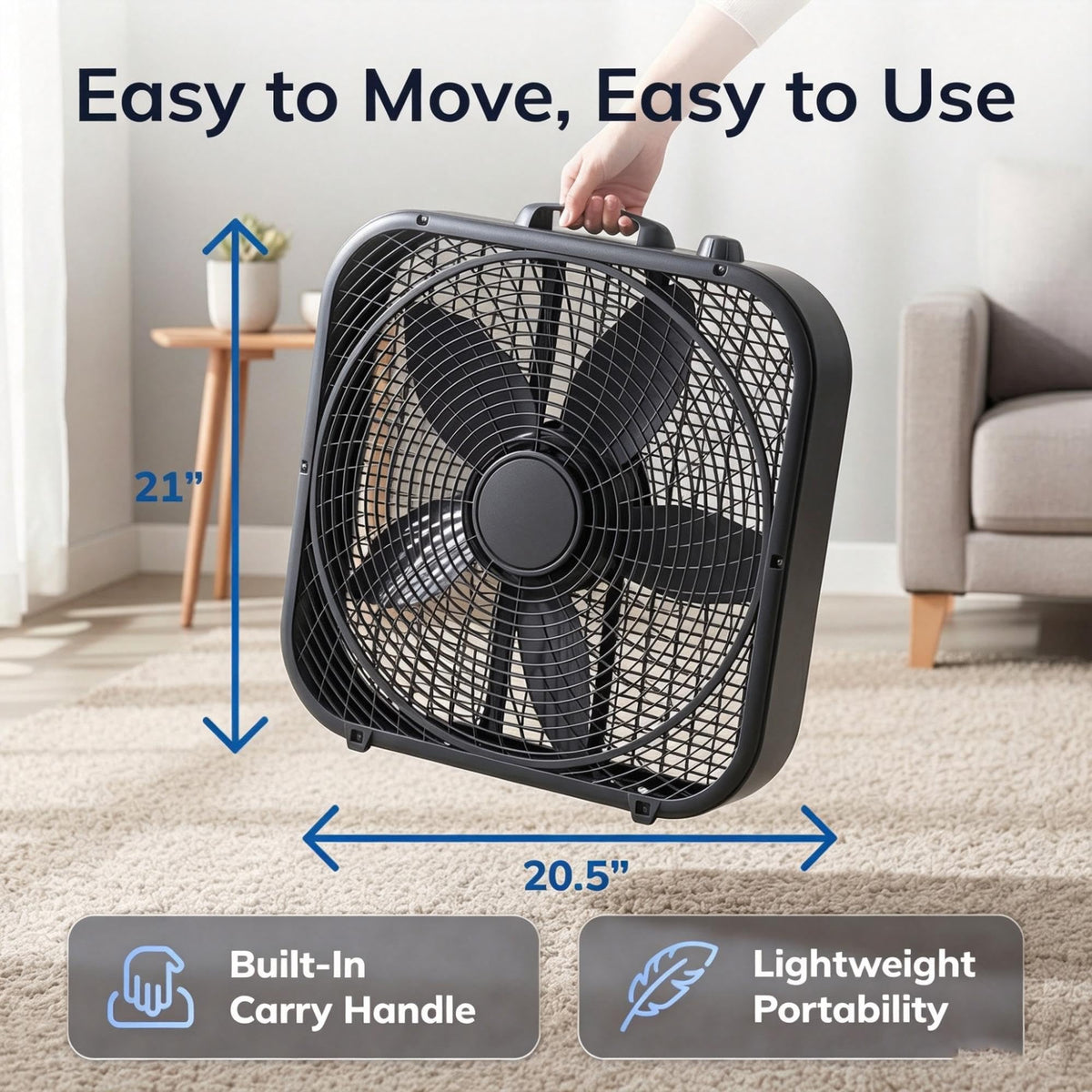 20 Inch 3 Speed Portable Box Fan I98228