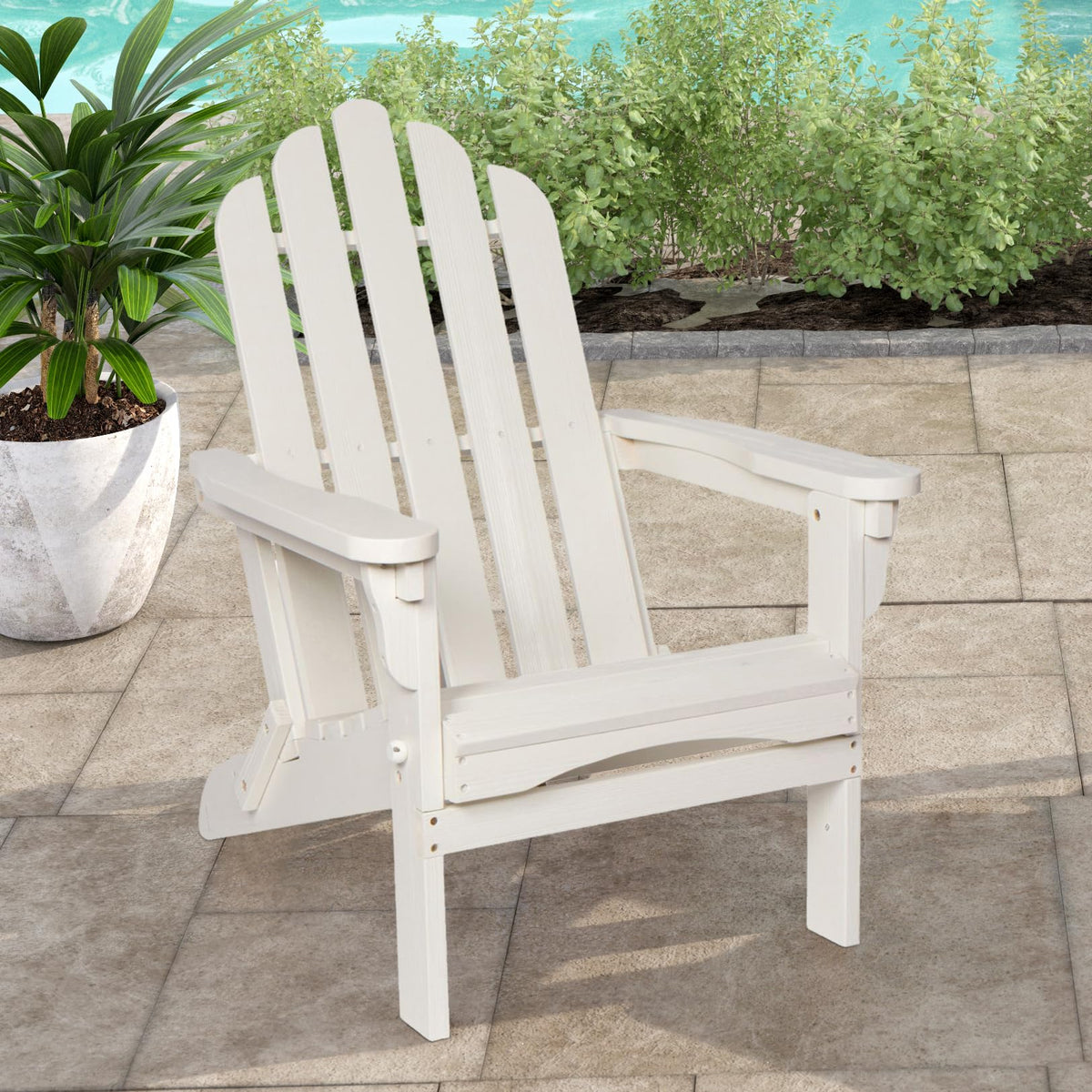 Eggshell White Wooden Outdoor Folding Chair C25283