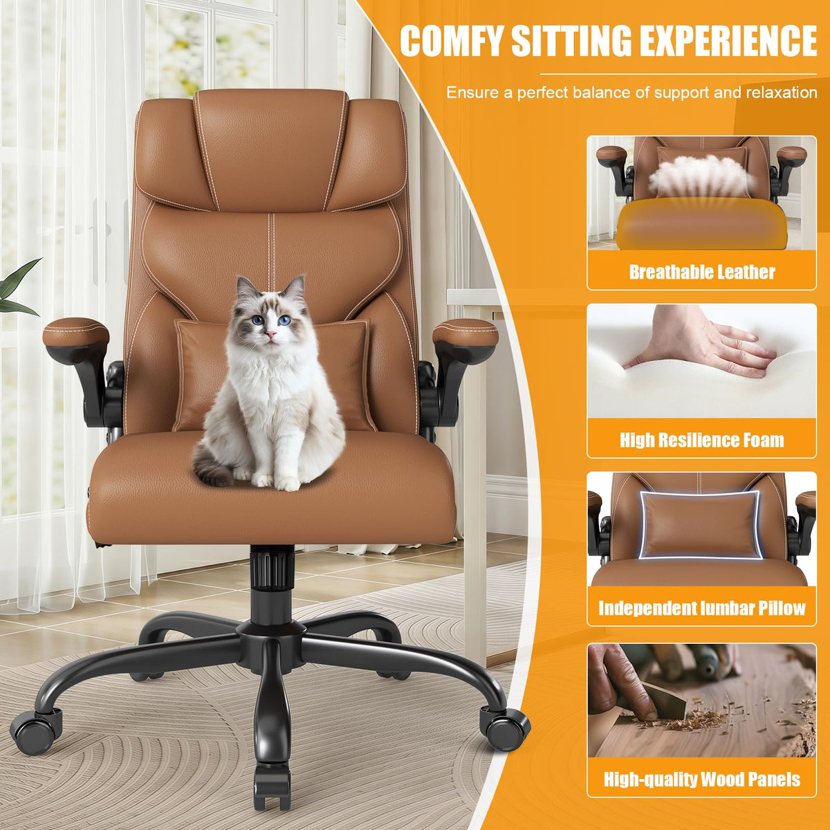 Ergonomic Office Chair with Flip-up Armrests S5699