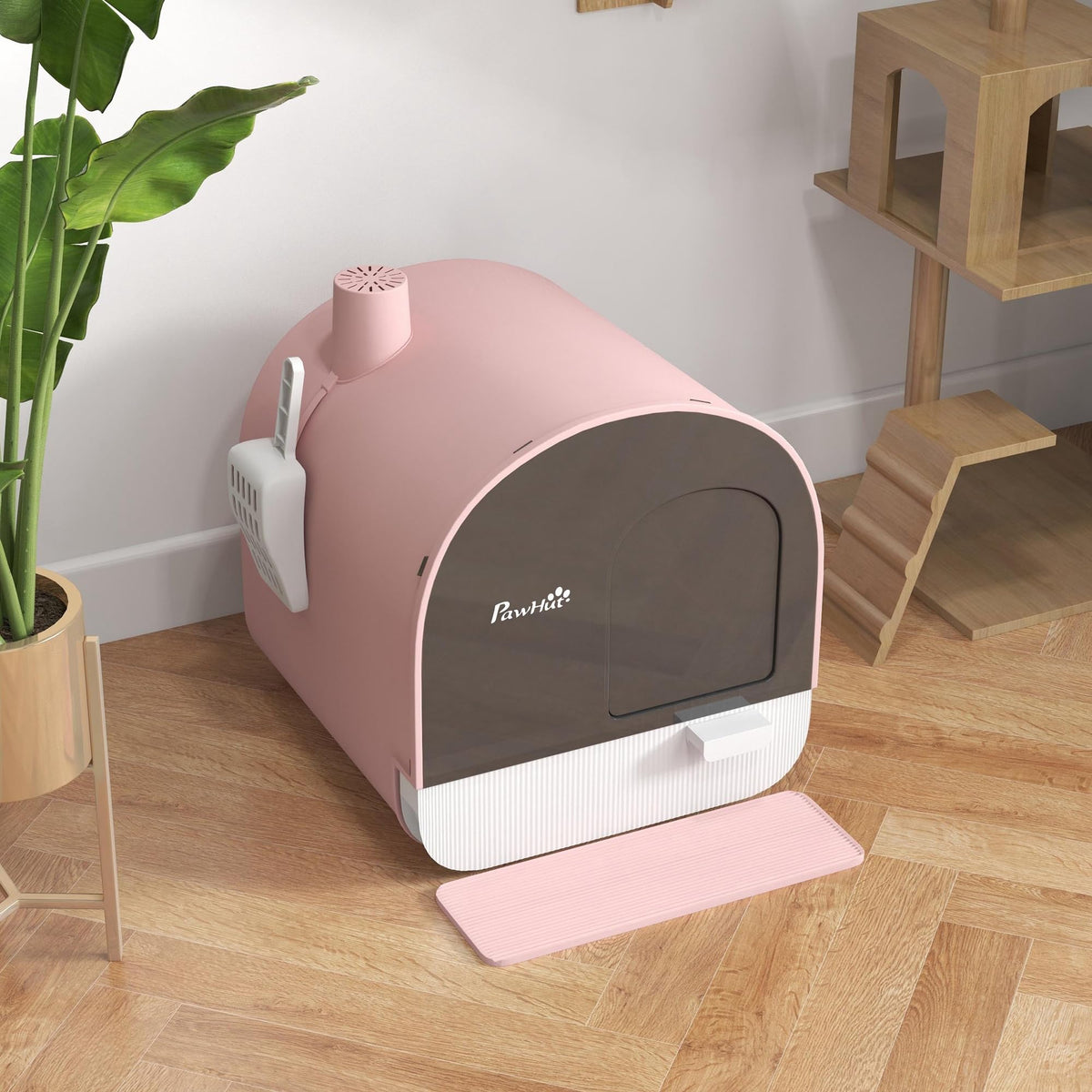 Pink Covered Cat Litter Box with Scoop G413
