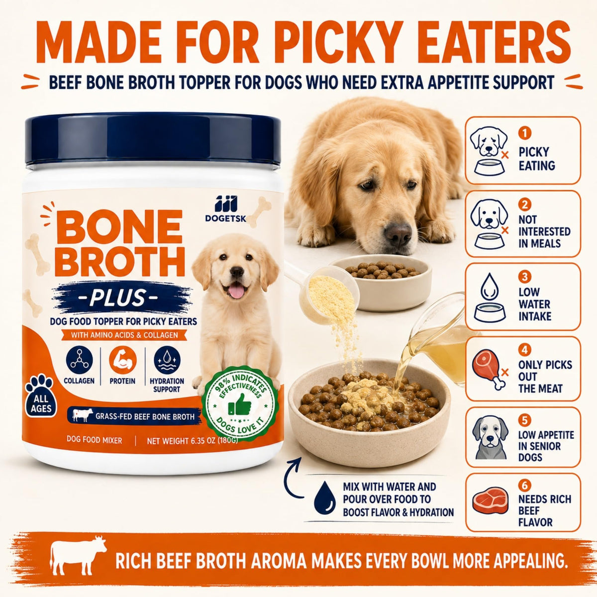 Doggy Nutritious Beef Bone Soup Supplement U76686