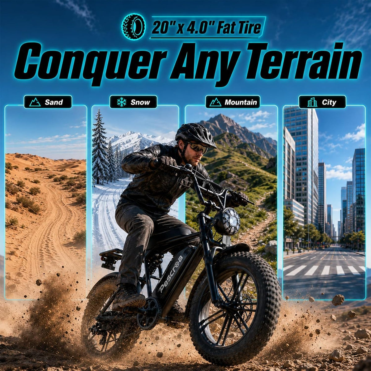 1500W Peak 20" Fat Tire Electric Bike J550