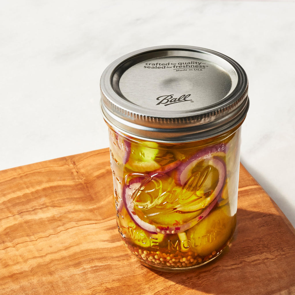 8 Glass Clear Jars with Lids & Bands L691