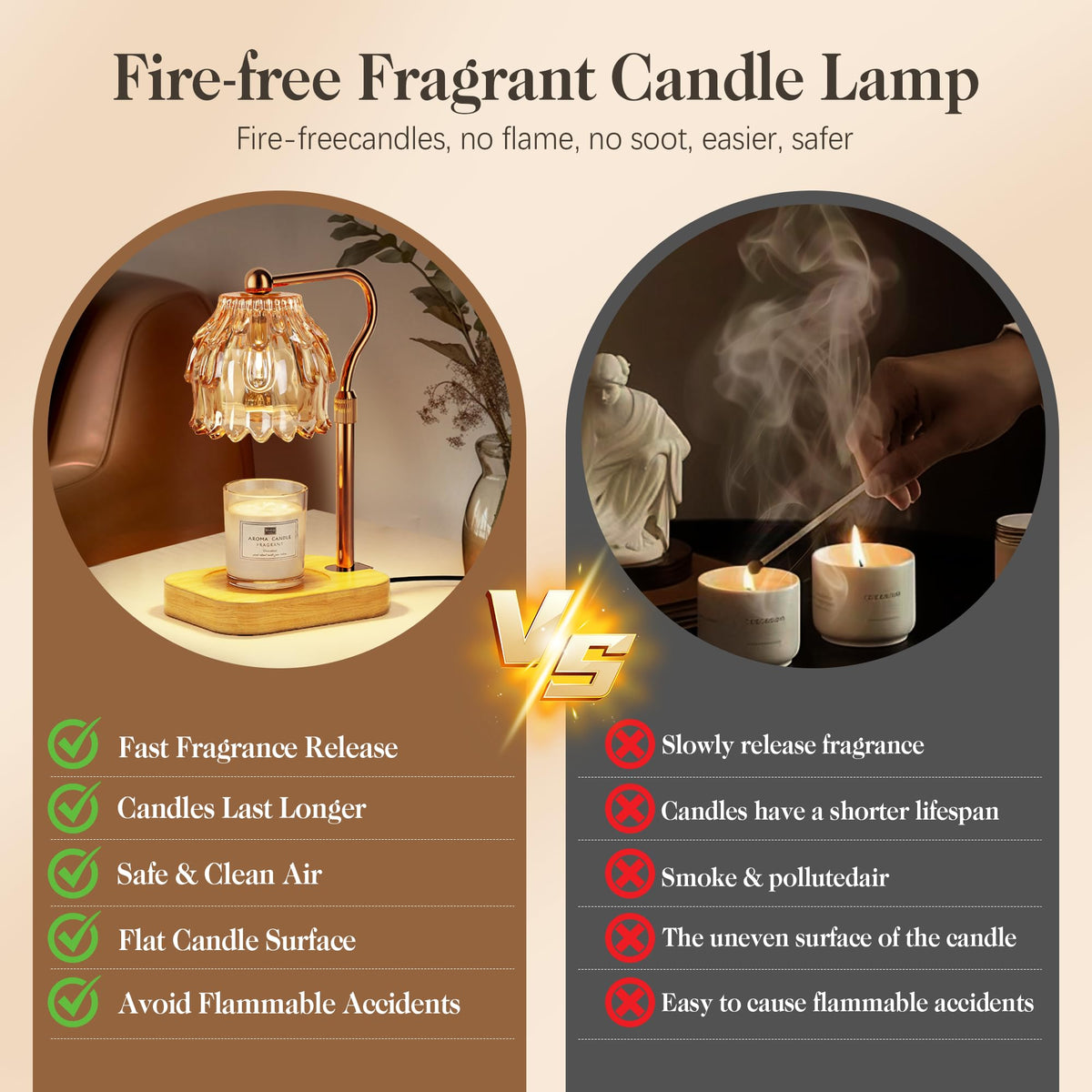 Candle Warmer Lamp with Timer Dimmer Adjustable Height Glass R429