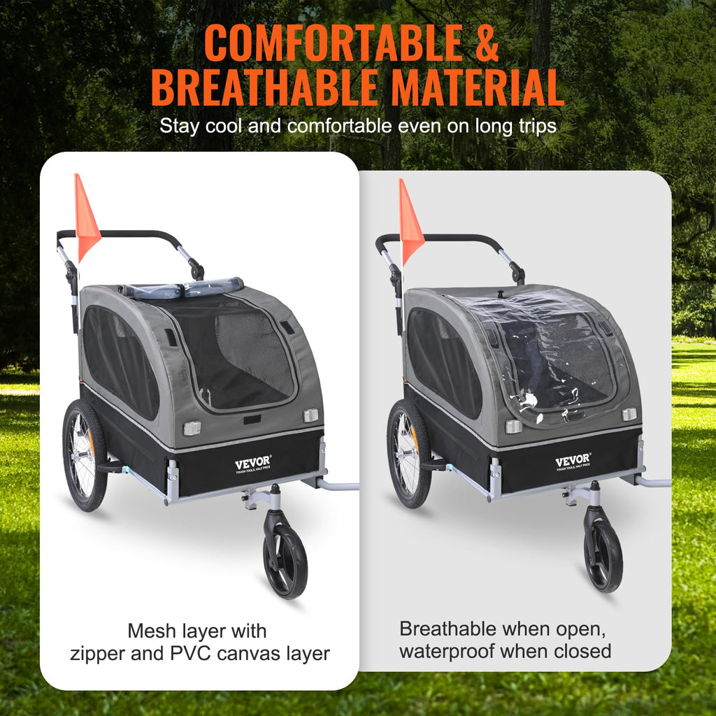 Dog Bike Trailer 2-in-1 Pet Stroller Bicycle Carrier U224