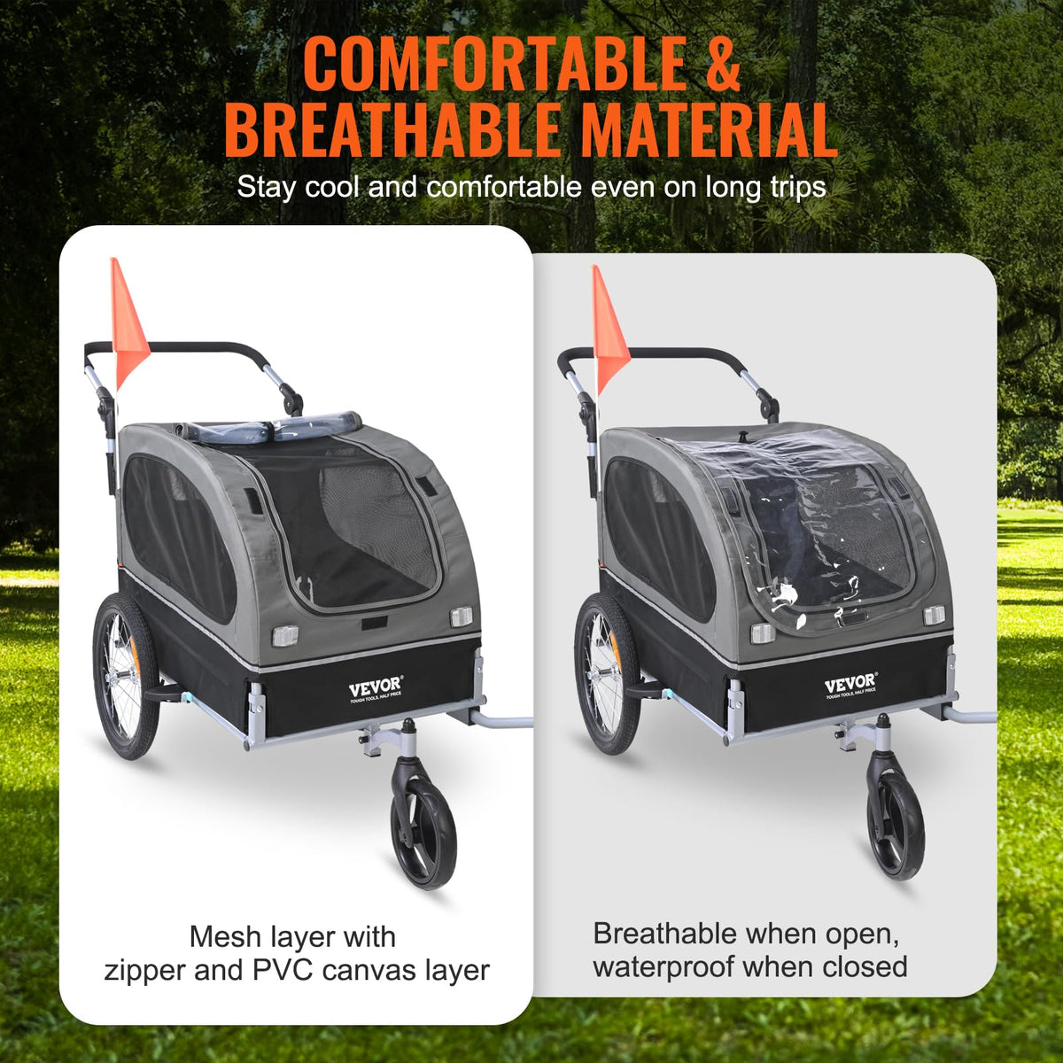 Dog Bike Trailer 2-in-1 Pet Stroller Bicycle Carrier U224