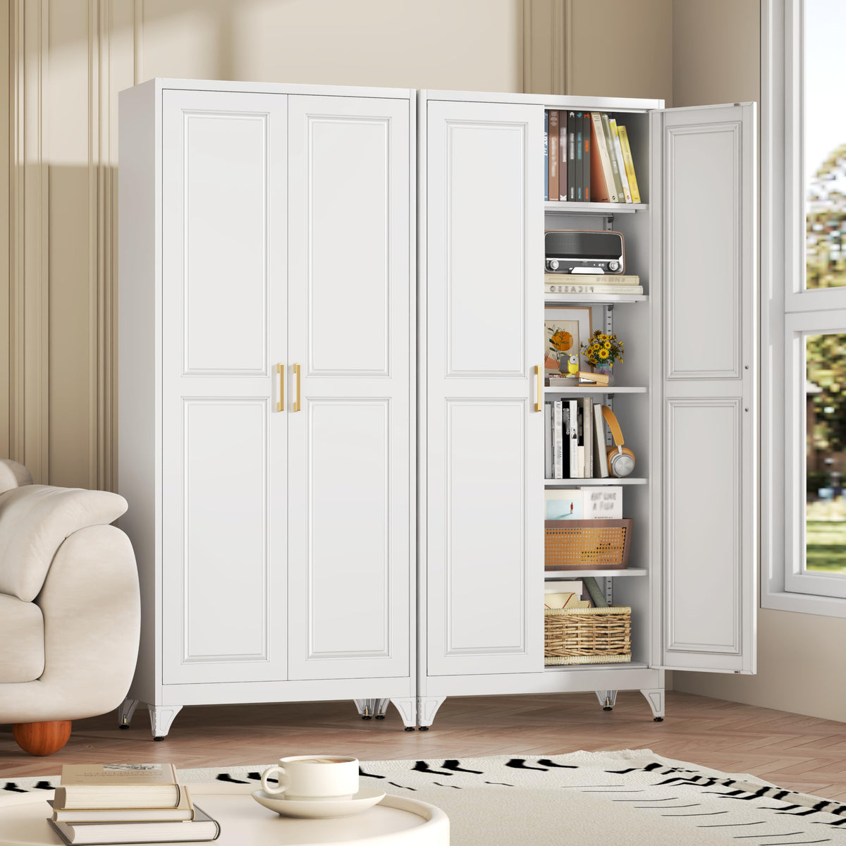 75" Kitchen Pantry Cabinet with Doors and Shelves P23098