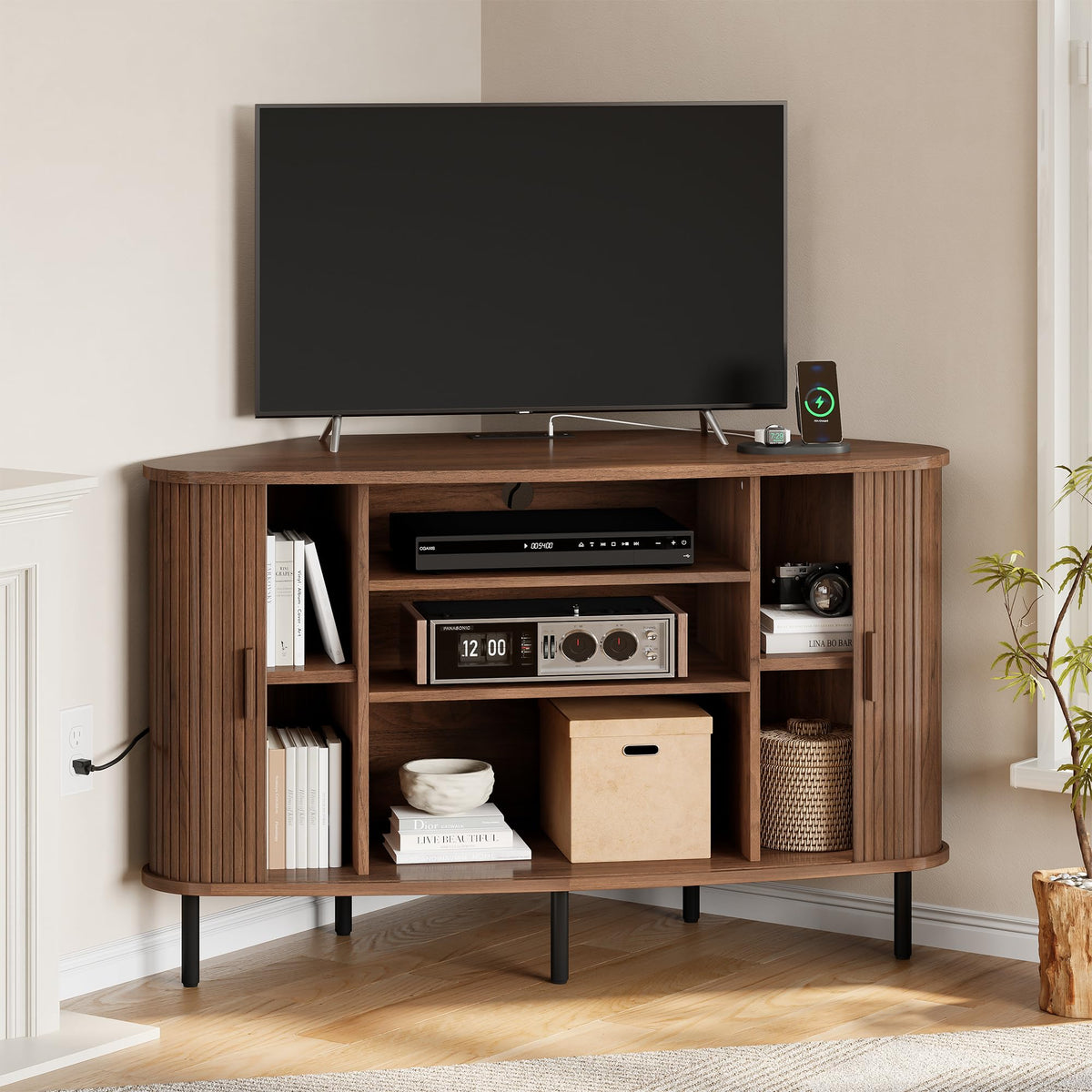 47" Walnut Corner TV Stand P9801