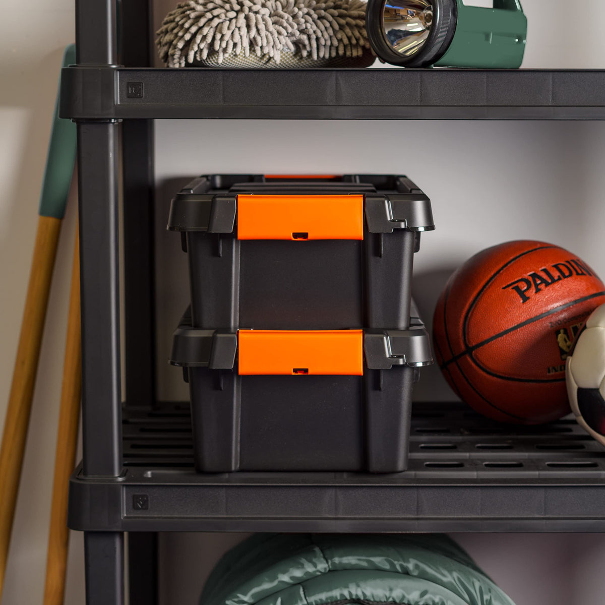 3 Gal Heavy Duty Plastic Storage Bins with Lockable Lids Black Set of 1 T66580