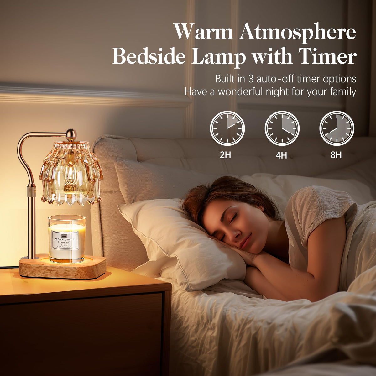 Candle Warmer Lamp with Timer Dimmer Adjustable Height Glass R429