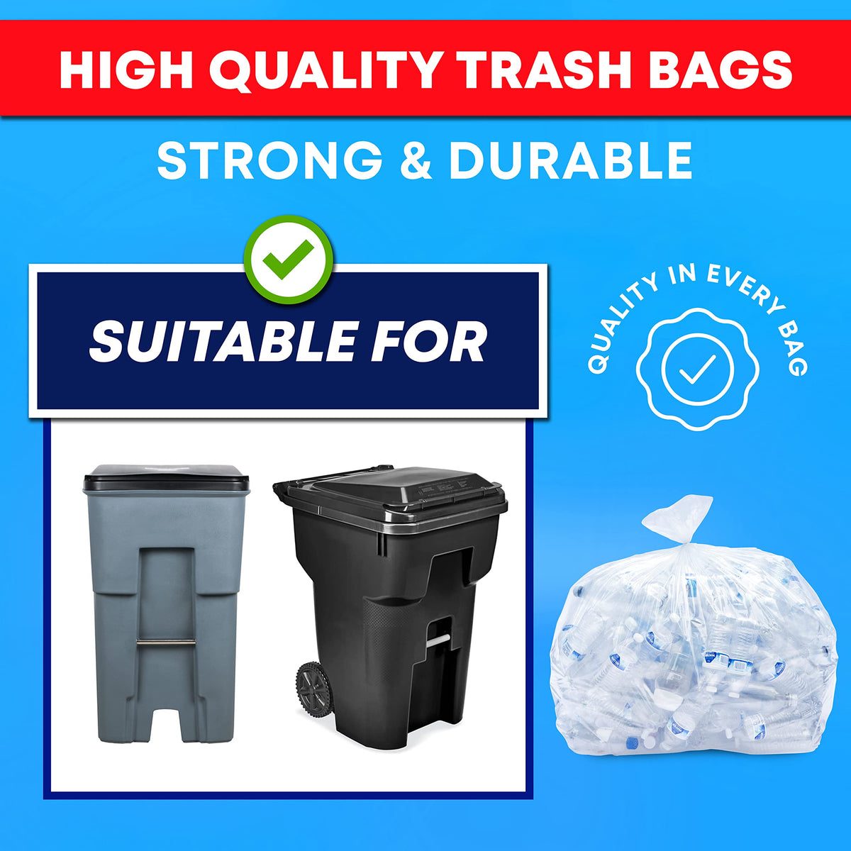 95-100 Gallon Clear Heavy Duty Trash Bags E71175